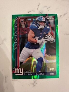 Topps Chrome Green NY Giants Cam Skattebo Rookie Football Card